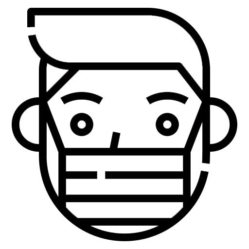 Person wearing face mask icon.