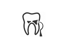 Tooth with dental drill icon.